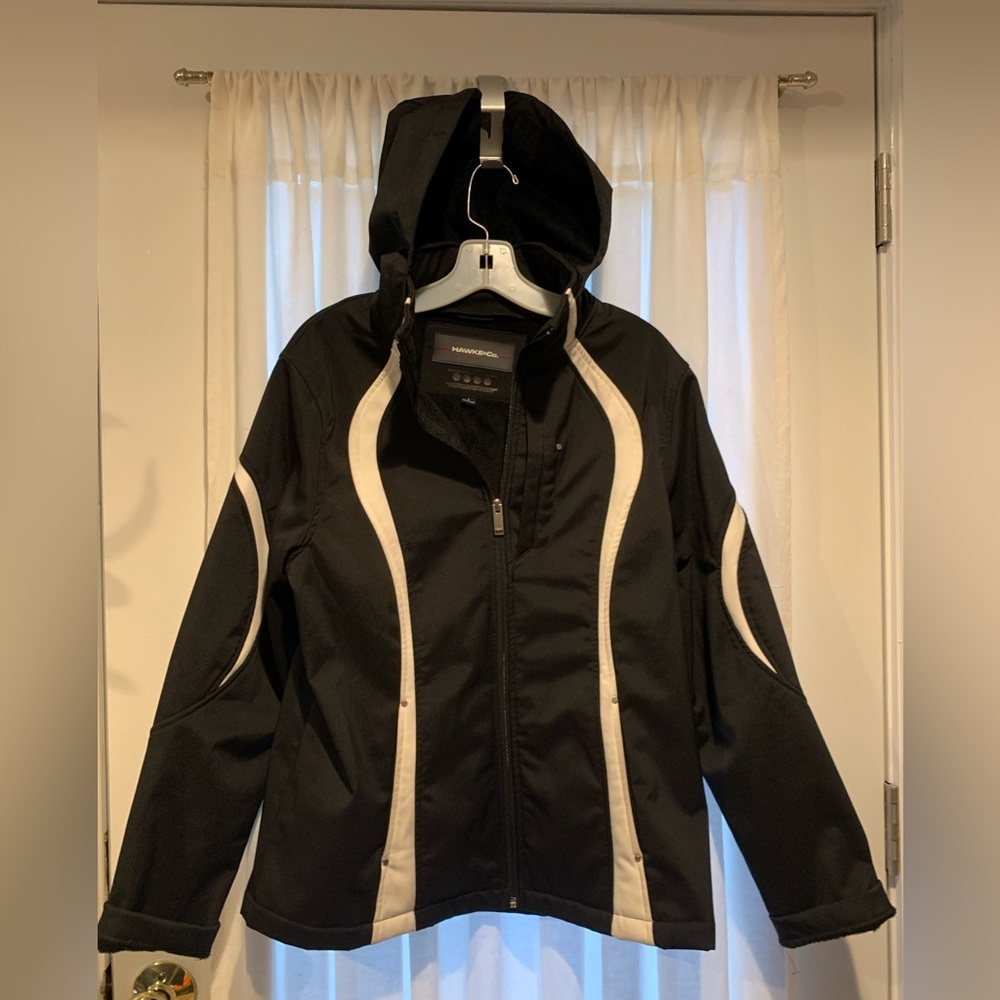 NEW Hawk & Co neoprene/inside fleece  jacket with attached hood   never worn